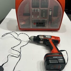 Black & Decker 12V Cordless Drill with Accessory Kit - Red and Black